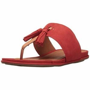 Gentle Souls Ottie Red Tassel Sandals with Flat Sole